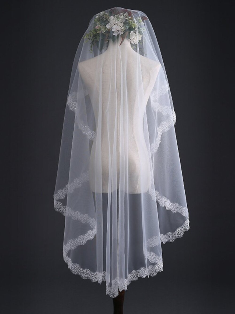 1.5m 1-Tier Waltz Length Simple Bridal Veil